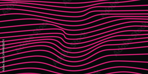 Lines abstract background black and colorful waves pattern. Abstract background. Optical illusion, wavy thin lines.