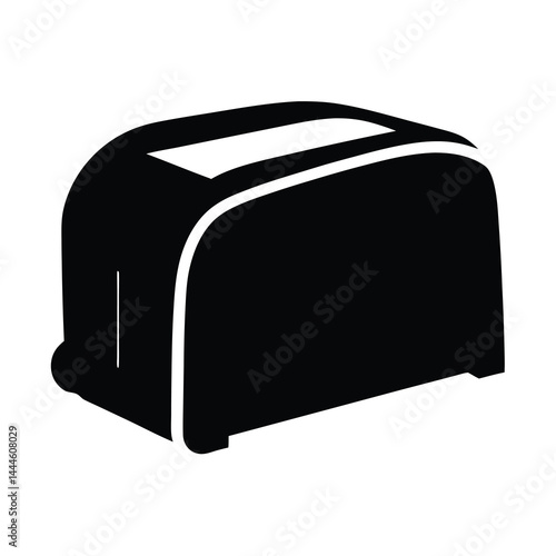 A Simple Black Silhouette Icon of a Two Slice Toaster for Breakfast