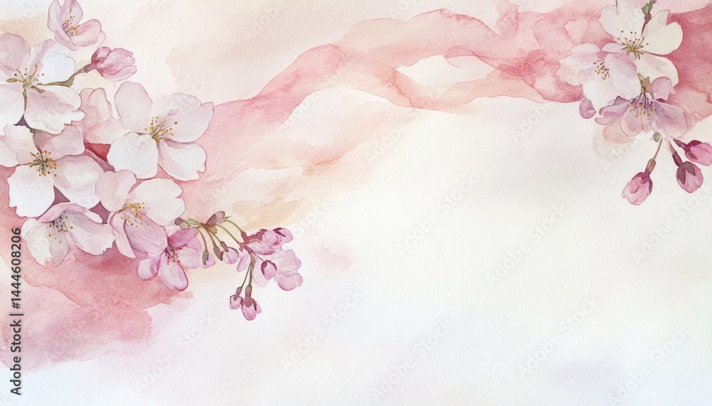 Delicate cherry blossoms in soft watercolor hues.