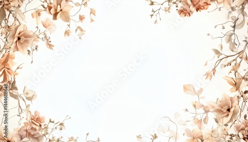 Obraz na płótnie Delicate floral frame with pastel tones on a white background. w salonie