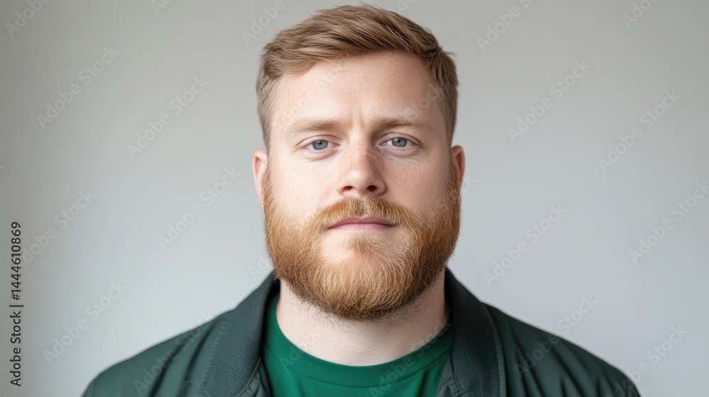 Fototapeta premium Man with reddish beard and light-brown hair. Neutral expression