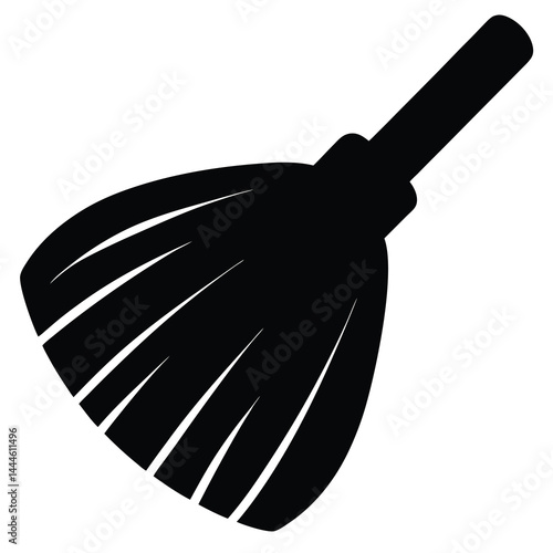 Black and white illustration of a broom cleaning tool for sweeping floors