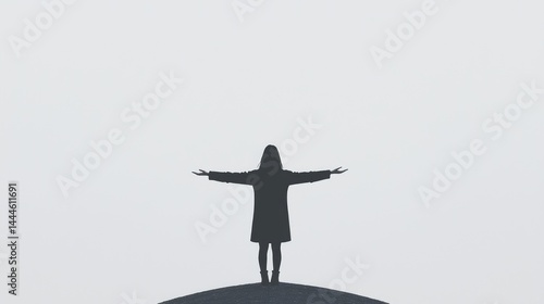 Silhouette of a woman with outstretched arms