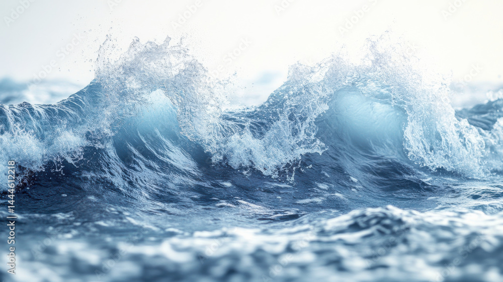 Obraz premium Dynamic ocean waves showcase coastal region nature photography serene atmosphere close-up view fluidity of water