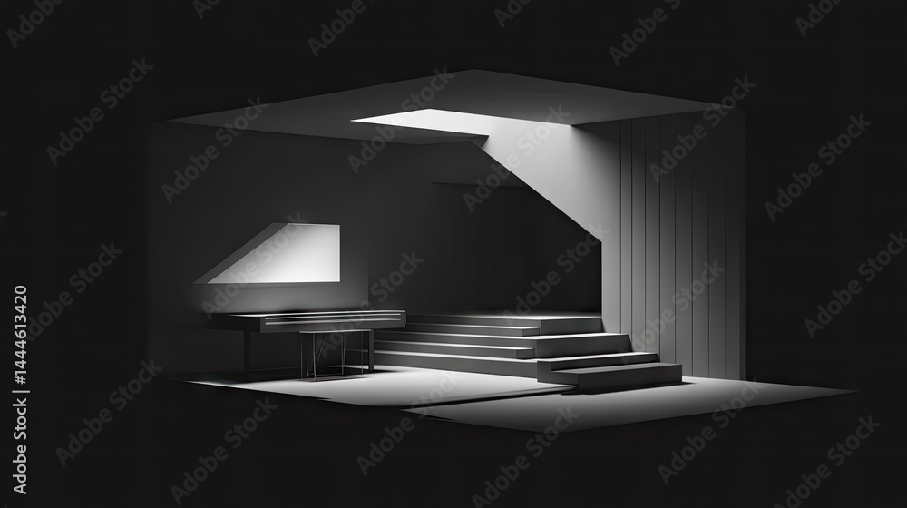 Cross-section view with stair-stepped seating arrangement