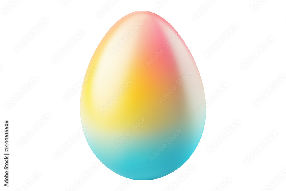Gradient colored Easter egg with smooth transitions of blue, yellow, and pink isolated on white transparent background. Symbol of Easter celebration and festivity Gradient colored Easter egg with smooth transitions of blue, yellow, and pink isolated on white transparent background. Symbol of Easter celebration and festivity
