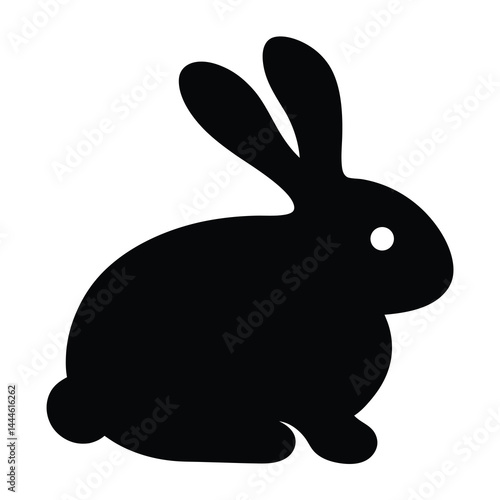 A Simple Black Silhouette of a Sitting Rabbit or Bunny