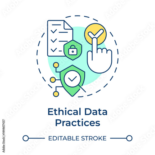 Ethical data practices multi color concept icon. Asking for permission. Benefit of consent management. Round shape line illustration. Abstract idea. Graphic design. Easy to use in article
