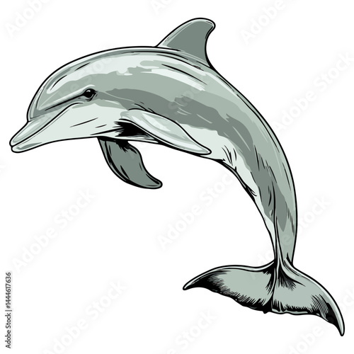 Dolphin, marine life, vector, transparent background