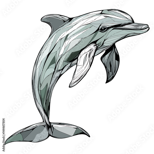 Dolphin, marine life, vector, transparent background