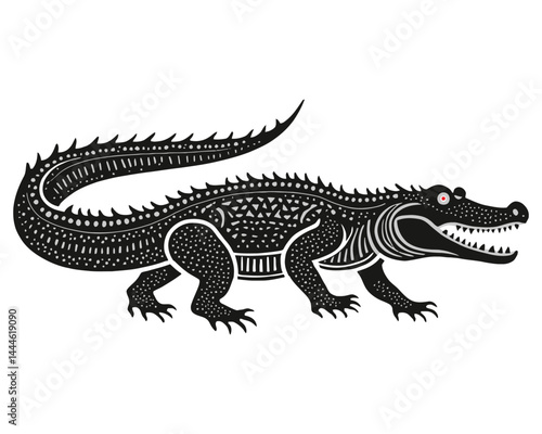 silhouette of a crocodile isolated on white