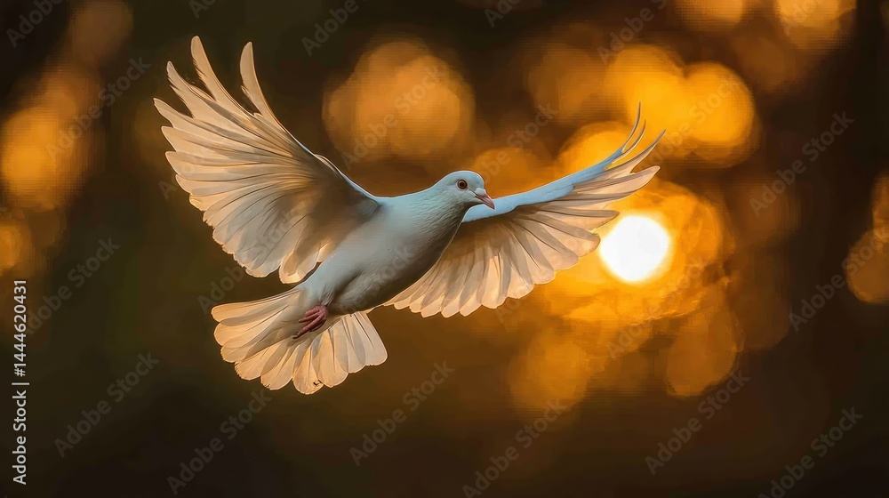 Obraz premium White Dove Sunset Flight.