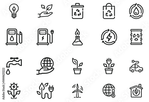 Minimalist Icons for Renewable Resources and Environmental Awareness