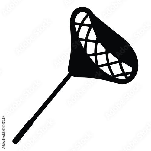 A Simple Black and White Illustration of a Butterfly Net or Insect Catching Net