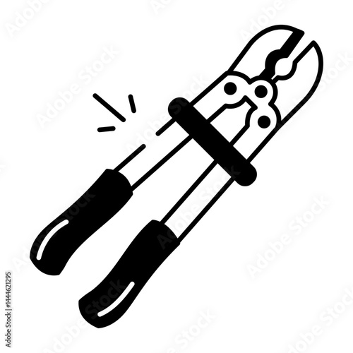 Bolt cutter icon in hand drawn style 

