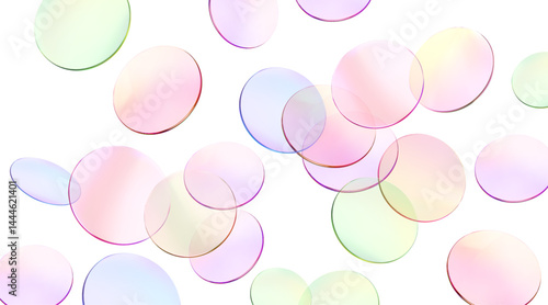 Circle transparent confetti isolated background. Polka dot pattern. 3d round lens gradient texture flying. Vector illustration for birthday, carnival, party design