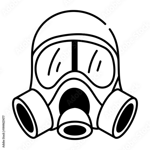 A doodle style icon of a gas mask 
