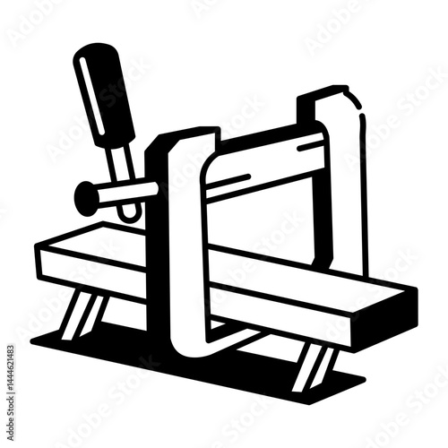 A hand drawn style icon of a clamp 
