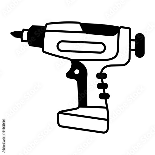 A doodle style icon of a hand drill 
