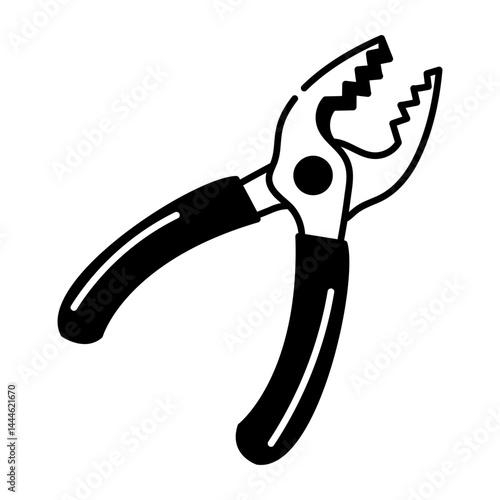 A hand drawn style icon of pliers 
