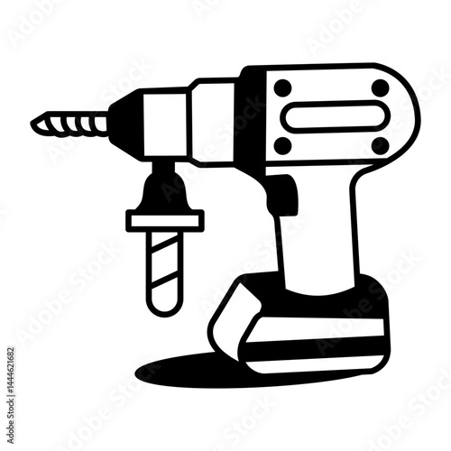 A doodle style icon of an electric drill 
