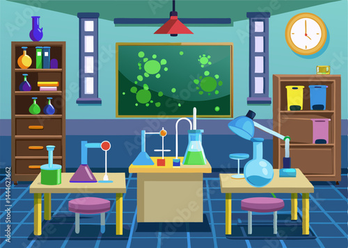 Science Lab Illustration. A Visual Guide to Chemistry Experiments