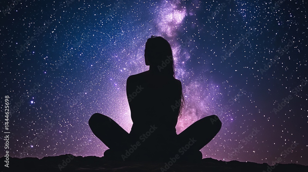 Celestial reverie silhouetted figure amid cosmic wonder Celestial reverie silhouetted figure amid cosmic wonder