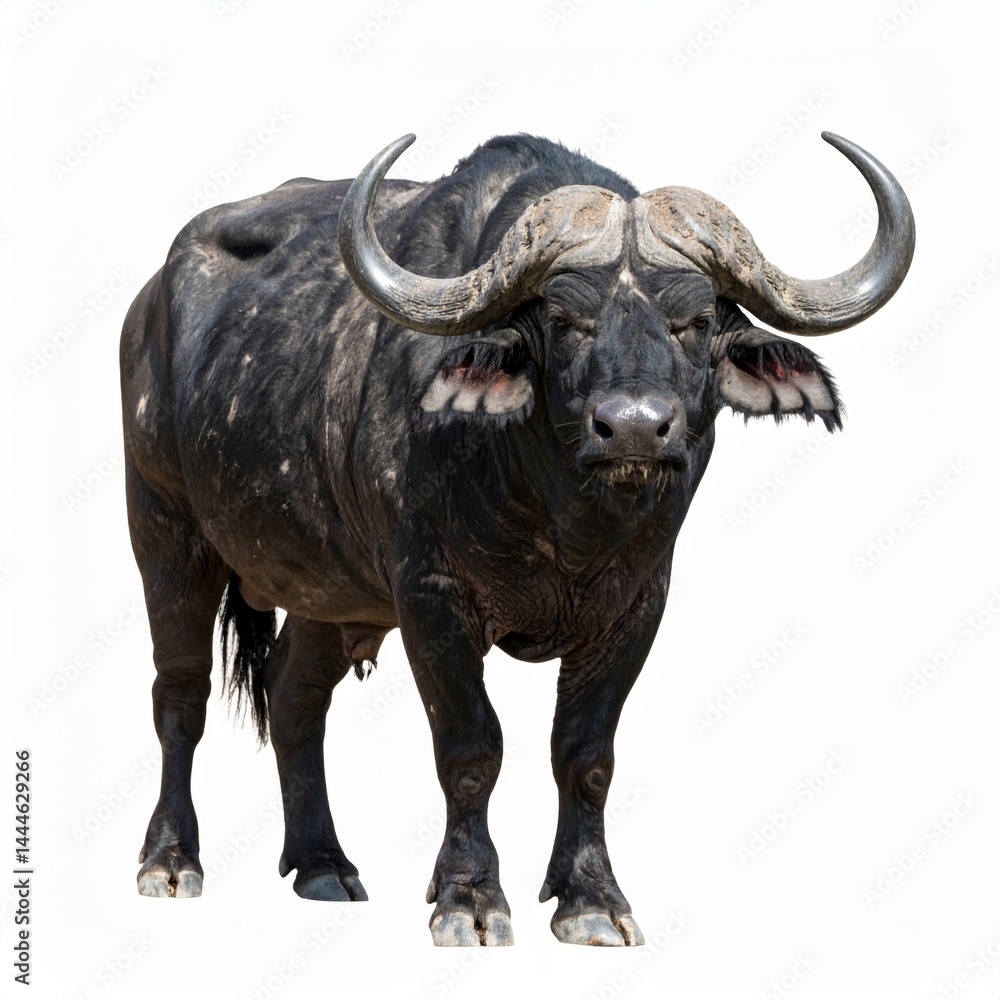 African Buffalo Staring at the Camera in Clear Setting African Buffalo Staring at the Camera in Clear Setting