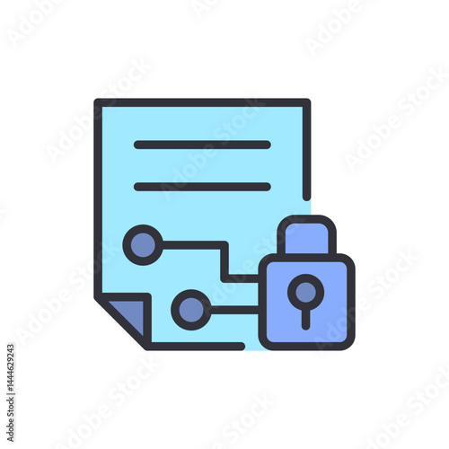 Data encryption colored icons, minimalist vector illustration ,simple transparent graphic element .Isolated on white background