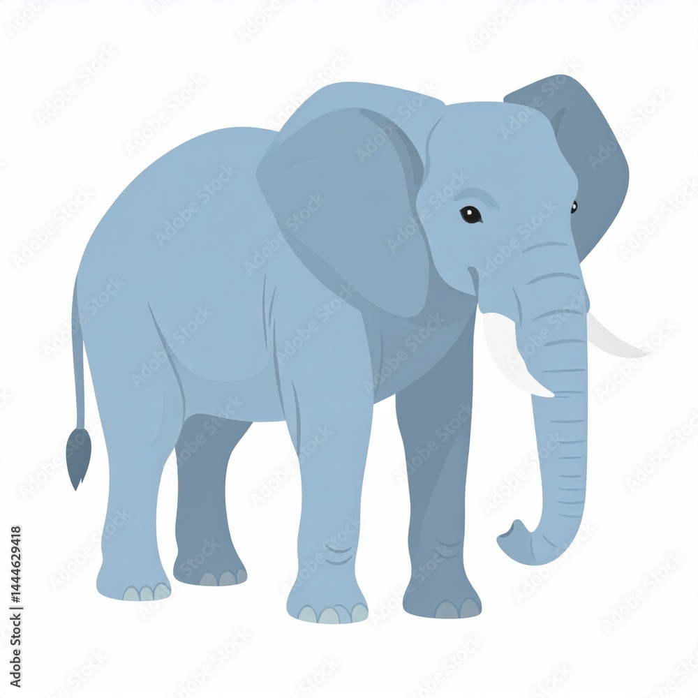 Cute Cartoon Elephant with Simple Color Design Cute Cartoon Elephant with Simple Color Design