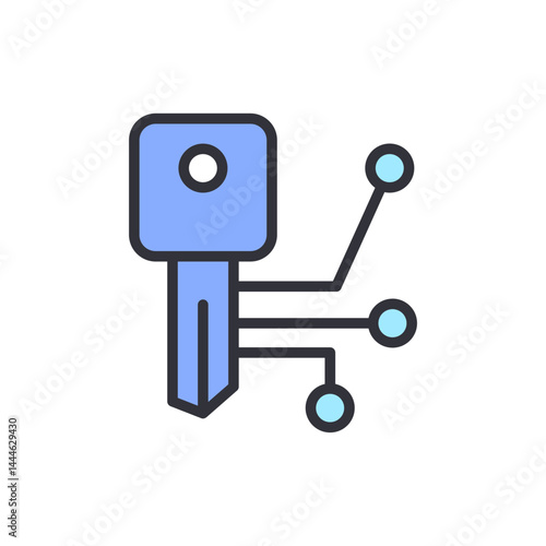 Encryption key colored icons, minimalist vector illustration ,simple transparent graphic element .Isolated on white background