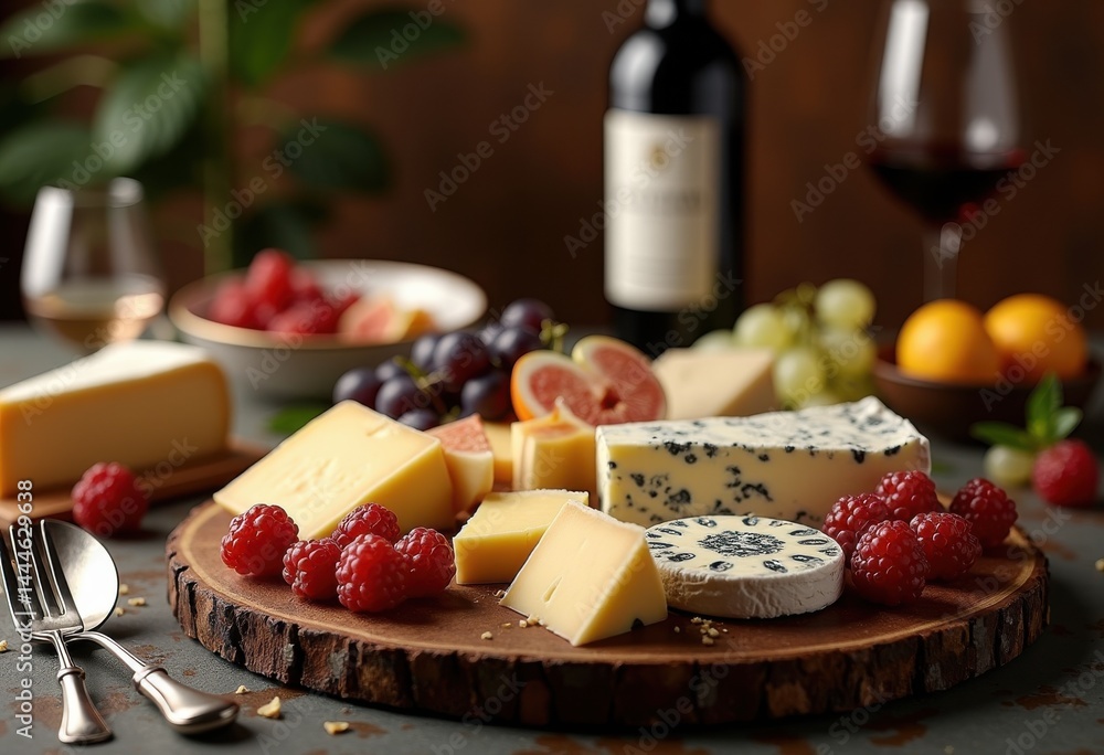 artfully arranged cheese wine selection platter gourmet tasting delight luxury presentation, arrangement, appetizer, spread, provisions, decoration, variety