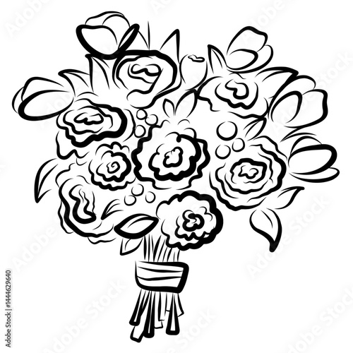 Flowers bunch bouquet illustration hand drawn vector graphic