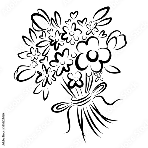 Flowers bunch graphic bouquet illustration hand drawing vector for print and business