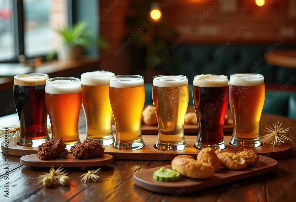 artisan beer tasting flight unique glasses craft beverages brewery experience foam flavor aroma pairing, drink, amber, blonde, ipa, pilsner, ale, stout, porter