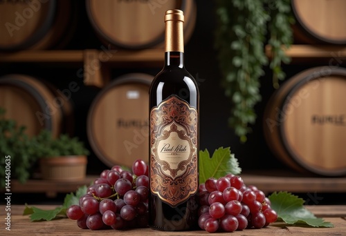 Obraz na płótnie artisanal wine bottle beautiful texture vintage label design handmade craftsmanship elegant presentation, textured, cork, glass, emboss, decor, artwork w salonie