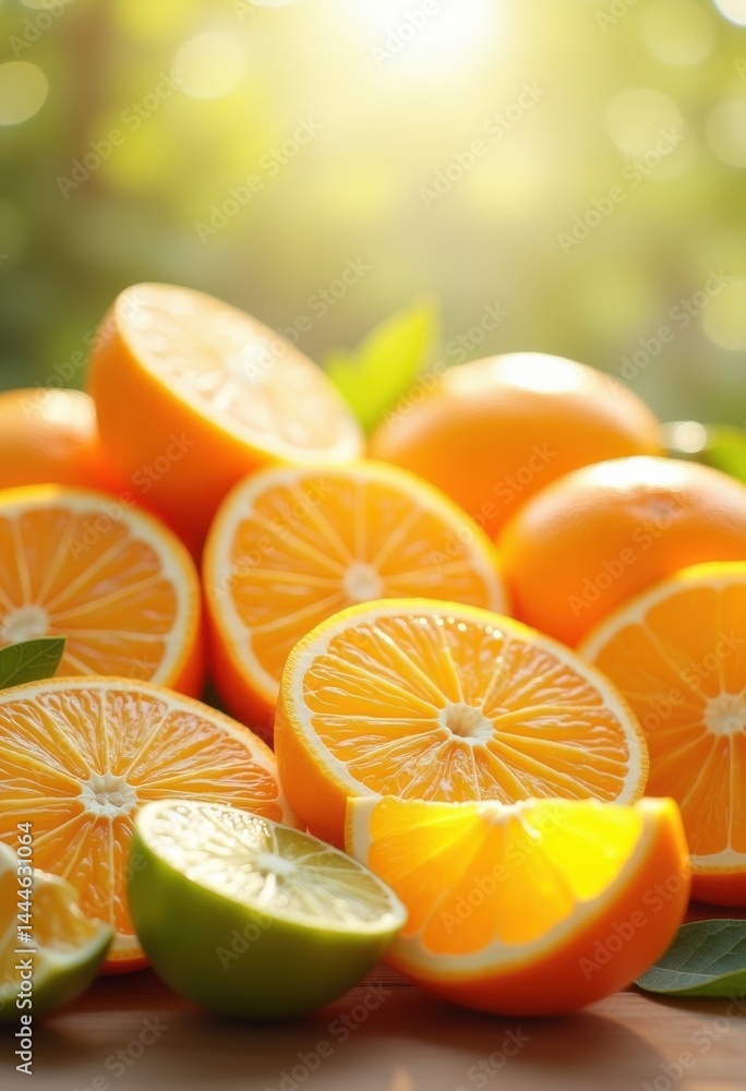 assorted citrus fruits juicy freshness vibrant colors healthy snack brightly colored slices sunlight background, juice, lemon, lime, tangerine, grapefruit