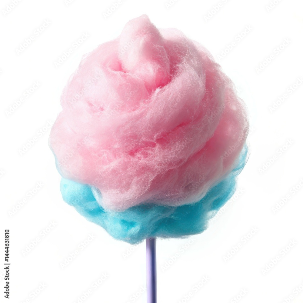 Pink And Blue Cotton Candy On A Stick Isolated On White Pink And Blue Cotton Candy On A Stick Isolated On White