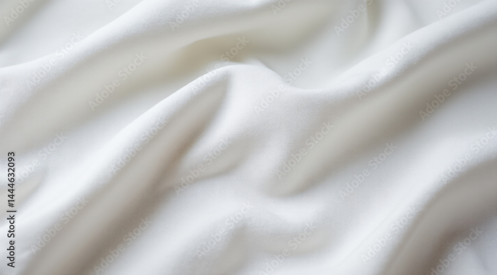 Obraz premium Soft White Fabric Texture with Gentle Waves and Flowing Drapery for Background Use