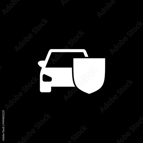 Car protection or insurance icon isolated on black background
