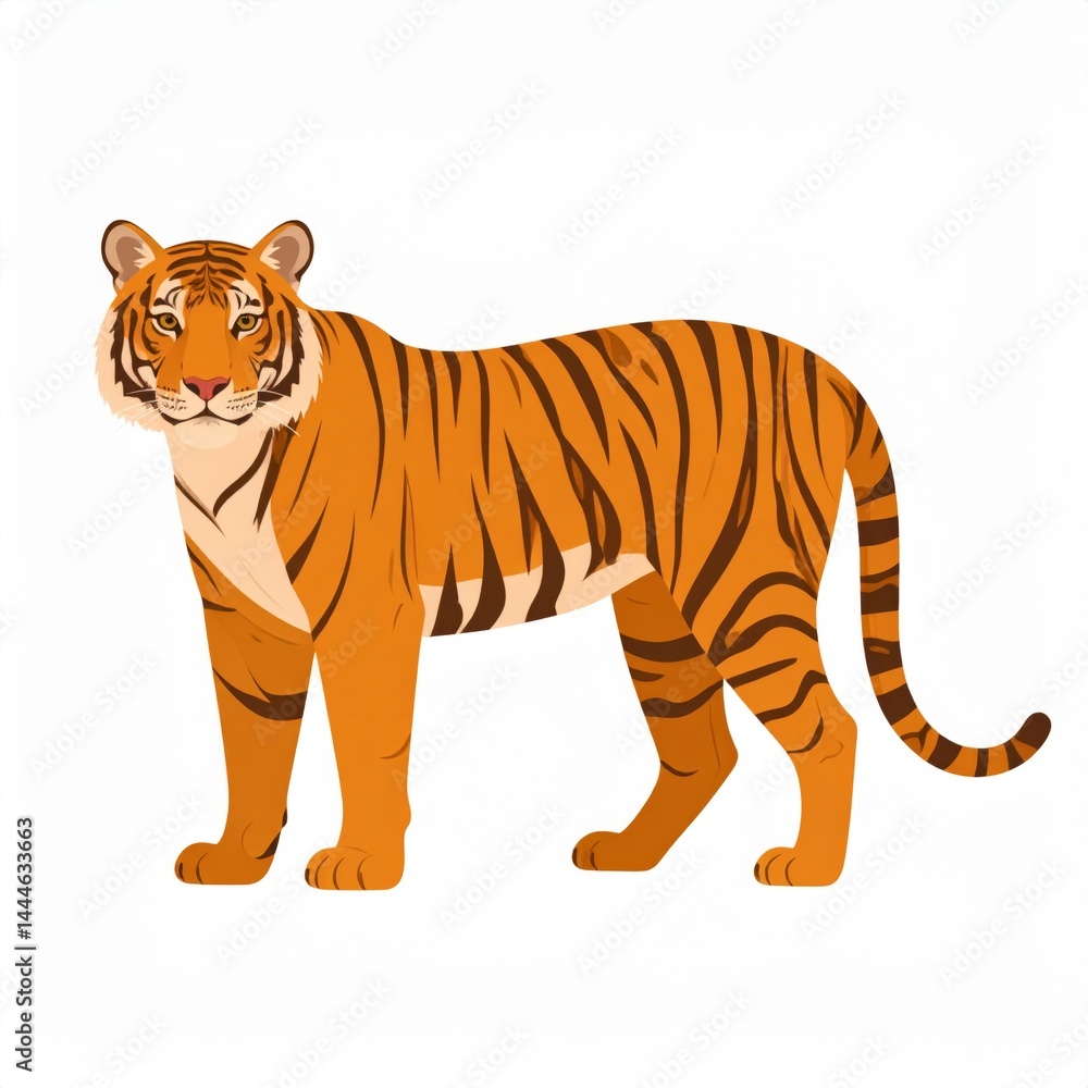 Obraz premium Striking Tiger Illustration with Bold Orange Stripes