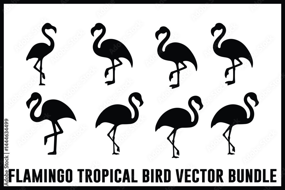 Obraz premium Tropical Flamingo Silhouette Bundle 