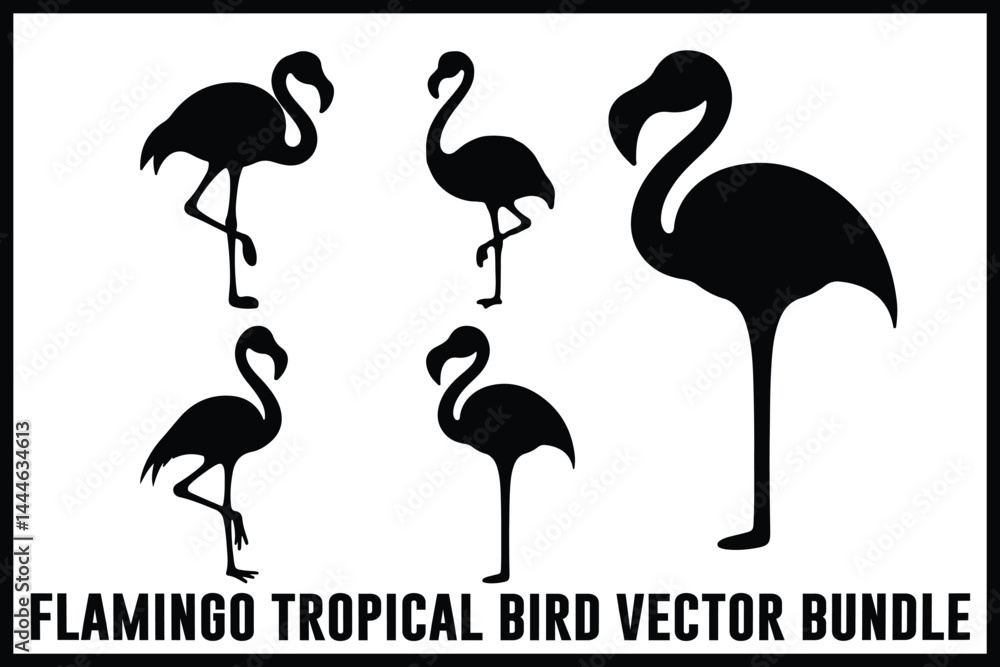 Fototapeta premium Tropical Flamingo Silhouette Bundle 