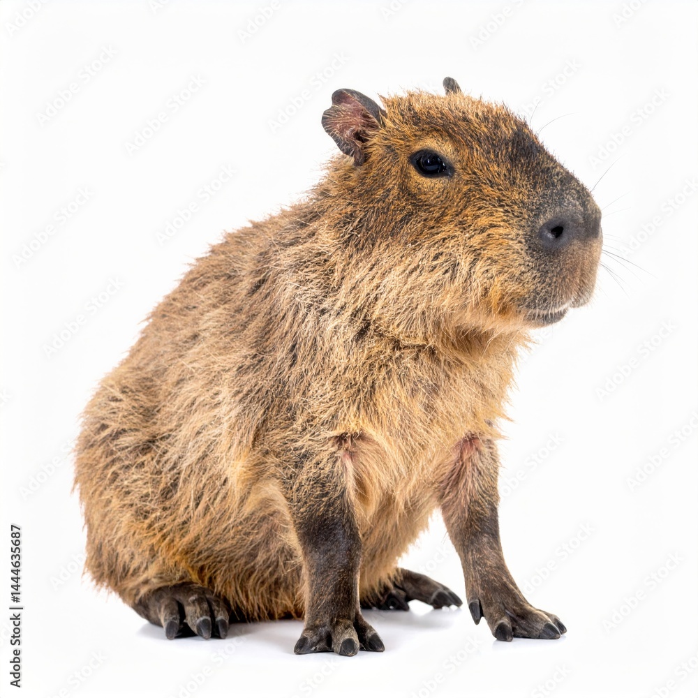 Capybara Sitting Pose on White Background Capybara Sitting Pose on White Background