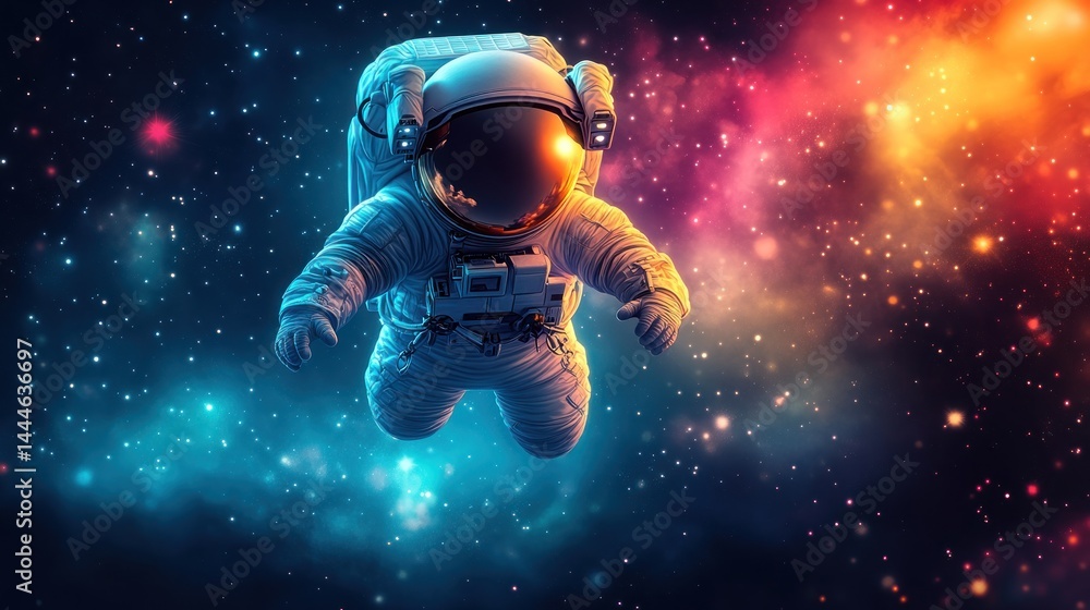 Astronaut in Vivid Nebula: A Cosmic Ballet Astronaut in Vivid Nebula: A Cosmic Ballet