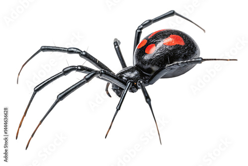 Black Widow Spider Close-Up – High-Contrast Side View with Red Hourglass Marking