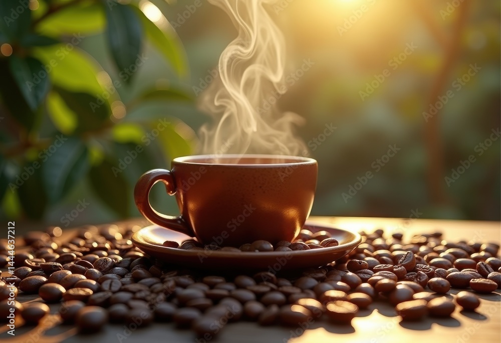 coffee cup surrounded raw coffee beans rich aroma fresh brewed drink natural ingredients, beverage, grounds, espresso, latte, mug, java, plant, roast coffee cup surrounded raw coffee beans rich aroma fresh brewed drink natural ingredients, beverage, grounds, espresso, latte, mug, java, plant, roast