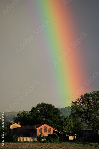 Obraz na płótnie Rainbow landscape Po Valley nature naturalistic sky w salonie