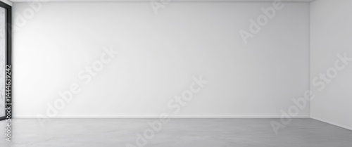 Wallpaper Mural A bright, airy white room features an open door leading to an unseen space, complemented by a sleek, polished concrete floor that adds modern elegance. Torontodigital.ca