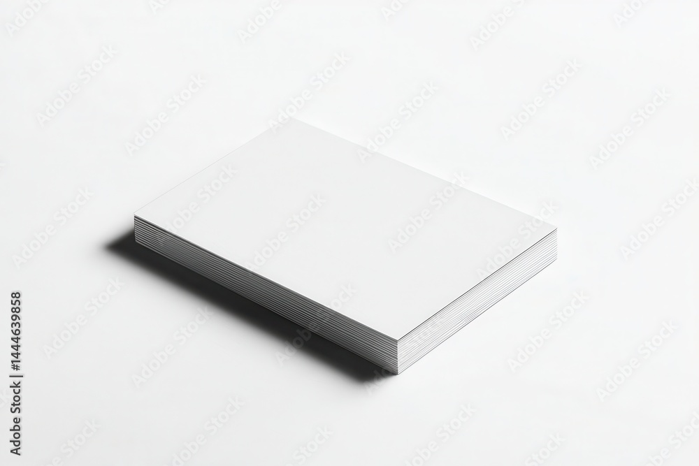 Blank white business cards stacked neatly on a minimalist surface, ideal for branding Blank white business cards stacked neatly on a minimalist surface, ideal for branding